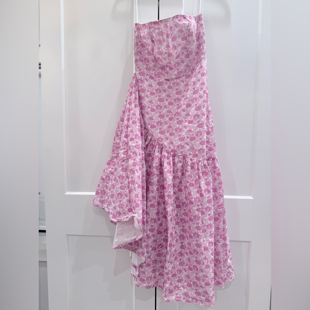 Elegant Pink Floral Midi Dress
